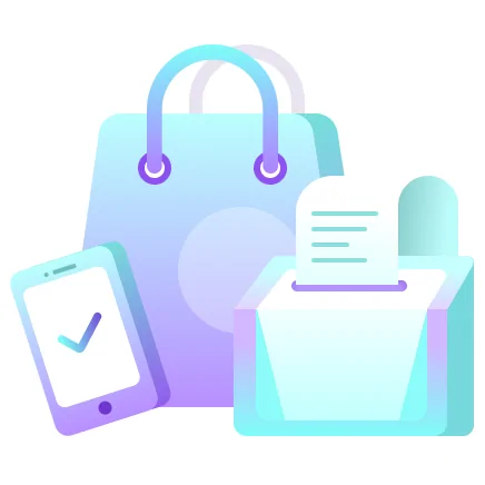 Illustration of a shopping bag beside a ticked checklist