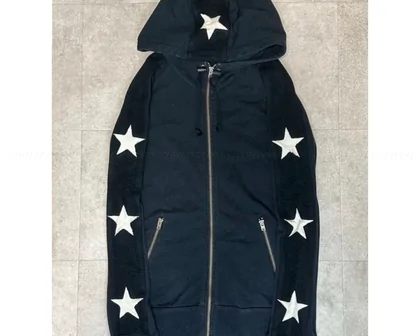 Black zip hoodie with star details