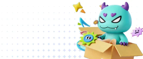 Illustration of the mascot with a parcel, used on the official shipping page