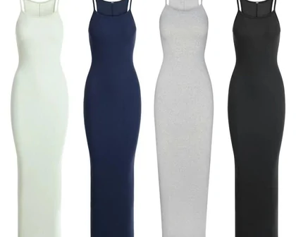 Long sleeveless dresses in four colours